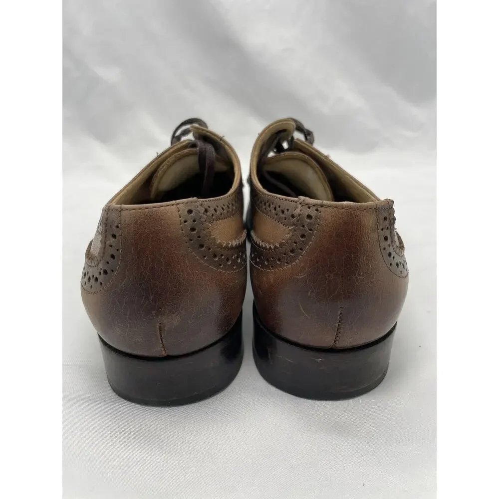 Martin Dingman Oxford Mens Size 9D Dress‎ Shoes Brown Burnished Leather Cap Toe